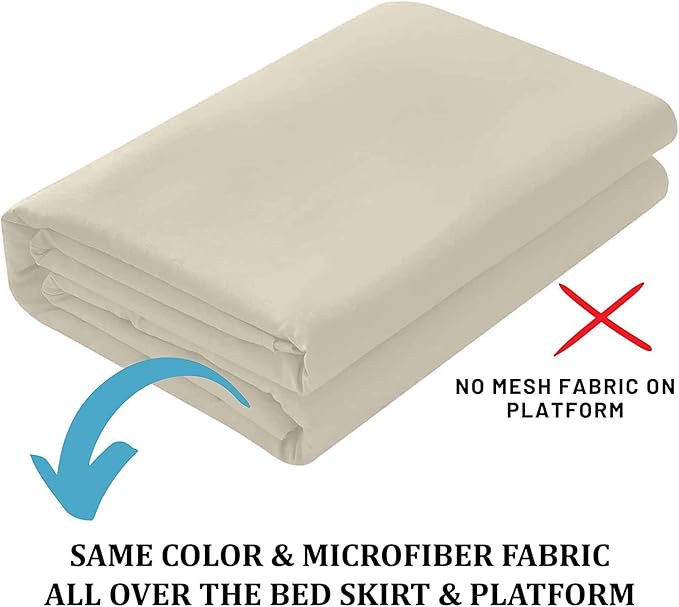 SKY BEDDINGS - Queen Size Ruffled Bed Skirt with Split Corners - 16 Inch Drop Dust Ruffle Bed Skirt with Platform Three Sided Coverage - 100% Microfiber, Ivory