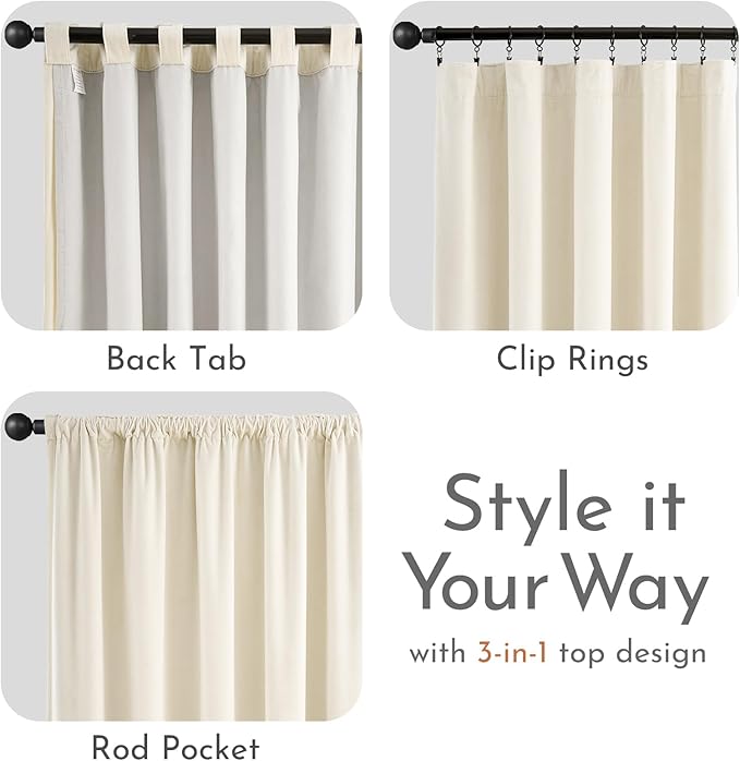 Lazzzy Blackout Velvet Curtains for Living Room Bedroom 84 Inch Long Insulated Lined Drapes Rod Pocket Modern Window Treatments 2 Panels Set Vanilla
