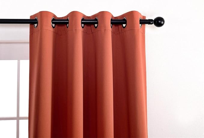 MIUCO Room Darkening Thermal Insulated Grommet Window Blackout Curtains Panels for Livingroom 1 Pair 52x84 Inch Rust, Bonus 2 Tie Backs Included