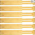 Adjustable Bamboo Drawer Dividers Organizers Expandable (12-16") Kitchen Drawer Organizer Spring Loaded for Kitchen, Dresser, Bathroom, Bedroom, Desk 6-pack Small