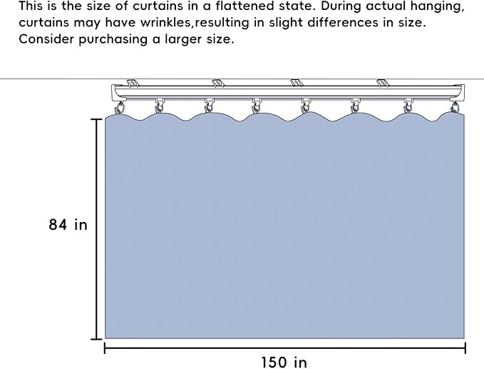 Room Divider Ceiling Mounted Curtains Track Sets Extra Wide Blackout Curtain Flexible Tracks for Bedroom Privacy Partition Separator, 1 Panel Light Grey Drape and White Rail, W12.5 x H7ft