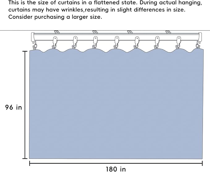 Room Divider Curtains Total Blackout Privacy Curtain Panel Room Thermal Insulated Noise Reduction Curtains for Bedroom Window Living Room Ceiling Track Curtain W 15 ft × H 8 ft Azure Blue