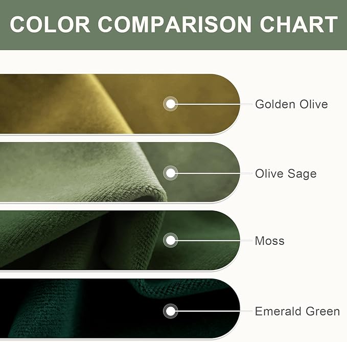 Lazzzy Velvet Green Curtains 108 Inches Long Black Out Thermal Insulated Room Darkening Curtain Drapes Luxury Back Tab Window Treatments for Bedroom Living Room 2 Panels, 52 x 108 Inch, Moss Green