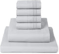 Mellanni Full Sheet Set - 6-Piece Iconic Collection Bedding, (Including 4 Pillowcases), 16-Inch Deep Pocket, Easy Care, Extra Soft, Cooling Sheets, Brushed Microfiber - Light Gray