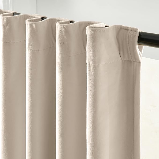 Lazzzy Blackout Curtains Thermal Insulated Curtains Room Window Drapes Super Soft Luxury Curtains for Living Room Bedroom Rod Pocket 2 Panels, 96 Inch Lined | Beige