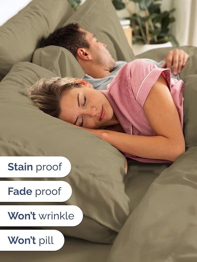 Extra Deep Twin XL Sheet Set - 4 Piece Breathable & Cooling Sheets - Hotel Luxury Bed Sheets Set - Easy & Secure Fit - Soft, Wrinkle Free & Comfy Sheets Set - Khaki Sheet Set with Extra Deep Pockets