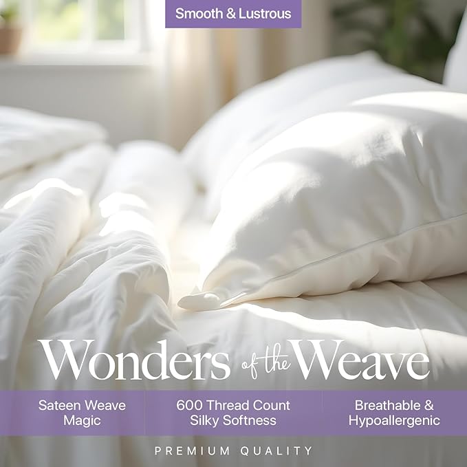 Carressa Linen 100% Egyptian Cotton Twin XL Sheets Set - 600 Thread Count Luxury Egyptian Cotton Sheets Twin XL Size (3 PC, Plum Purple), 16" Deep Pocket, Soft, Cooling, Sateen Weave Dorm Room Bedding