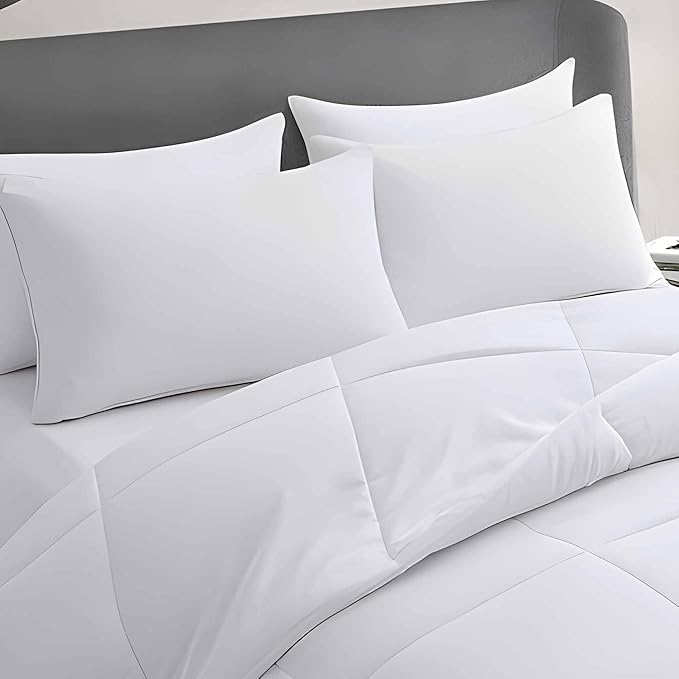 Medium Support Bed Pillows Standard Size Set of 4 Pack for Sleeping 20"x26", Hypoallergenic Skin Friendly Down Alternative Filling for Side Stomach Back Sleeper Machine Washable
