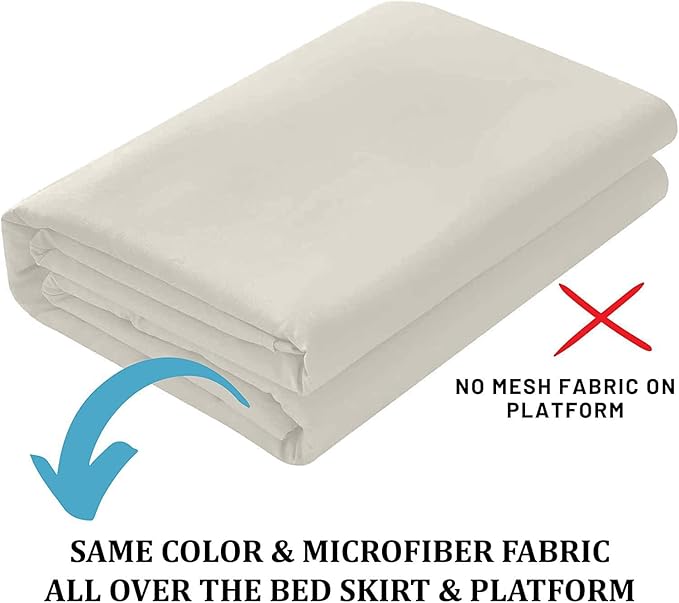 Ruffled Bed Skirt with Split Corners, Ivory, Queen 14 Inch Drop Bedskirt, Hotel Quality Brushed Microfiber Wrinkle Free Dust Ruffle Bed Skirt Queen Size