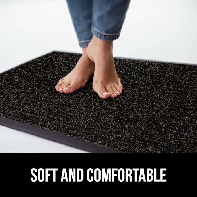 GORILLA GRIP Waterproof Traffic Guard Door Mat, 60x36, Heavy Duty Entryway Mats, Strong Rubber Back Commercial Utility Rugs for Office Hallway, Garage Floor and Home, Low Profile Carpet Runner, Black