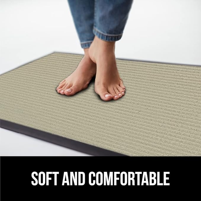 GORILLA GRIP Waterproof Traffic Guard Door Mat, 35x23, Heavy Duty Entryway Mats, Strong Rubber Back Commercial Utility Rugs for Office Hallway, Garage Floor and Home, Low Profile Carpet Runner, Beige