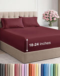 Extra Deep Twin Sheet Set - 4 Piece Breathable & Cooling Sheets - Hotel Luxury Bed Sheets Set - Easy & Secure Fit - Soft, Wrinkle Free & Comfy Sheets Set - Burgundy Sheet Set with Extra Deep Pockets