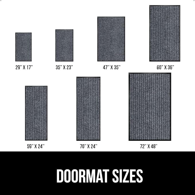 GORILLA GRIP Waterproof Traffic Guard Door Mat, 60x36, Heavy Duty Entryway Mats, Strong Rubber Back Commercial Utility Rugs for Office Hallway, Garage Floor and Home, Low Profile Carpet, Charcoal Gray