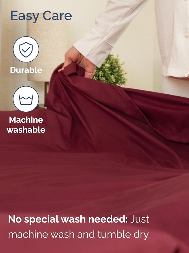Extra Deep Split King Sheet Set - 7 Piece Breathable and Cooling Sheets - Hotel Luxury Bed Sheets Set - Easy Fit - Soft, Wrinkle Free and Comfy Sheets Set - Burgundy Sheet Set with Extra Deep Pockets