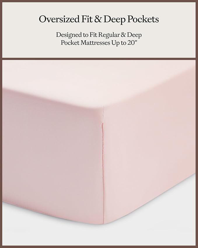 Cozy Earth Luxury Bed Sheet Set - 100% Viscose from Bamboo Fabric, Ultra-Soft & Breathable, Fits Regular & Deep Pocket Mattresses up to 20" - 4 Pieces Full Sheet Set - Peony