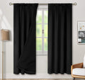 BGment 100% Blackout Curtains for Bedroom with Black Liner, Double Layer Full Room Darkening Thermal Insulated and Noise Reducing Rod Pocket Curtain (42 x 72 Inch, Black, 2 Panels)