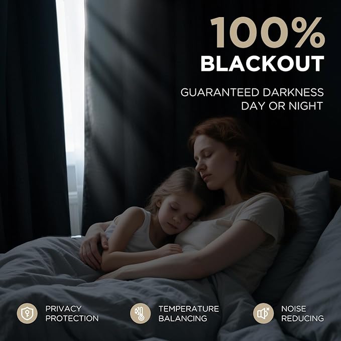 Joydeco Black 100% Blackout Curtains 84 Inch 2 Panels, Luxury Thermal Insulated Black Velvet Curtains for Bedroom Living Room, Soundproof Blackout Window Drapes, Rod Pocket & Back Tab (42W x 84L)
