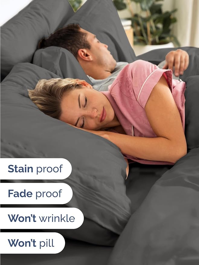 Extra Deep Twin XL Sheet Set - 4 Piece Breathable & Cooling Sheets - Hotel Luxury Bed Sheets Set - Easy & Secure Fit - Soft, Wrinkle Free & Comfy Sheets Set - Charcoal Sheet Set w/Extra Deep Pockets