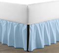 SKY BEDDINGS - Queen Size Ruffled Bed Skirt with Split Corners - 16 Inch Drop Dust Ruffle Bed Skirt with Platform Three Sided Coverage - 100% Microfiber, Light Blue