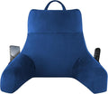 IPYNBAP Reading Pillow with Arms for Adults, Back Pillow for Bed Sitting Up, Shredded Memory Foam Backrest Pillow with Pockets & Removable Washable Cover, Lounging, Watching TV, Reading(20inch Navy)