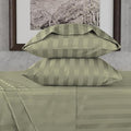 URBANHUT 800 Thread Count 100% Cotton Damask Twin Size Sheets, 4 Piece Striped Twin Size Bedsheets, Luxury Hotel Sheets Sateen Weave - Better Than Egyptian, 14" Elasticized Deep Pocket- Sage