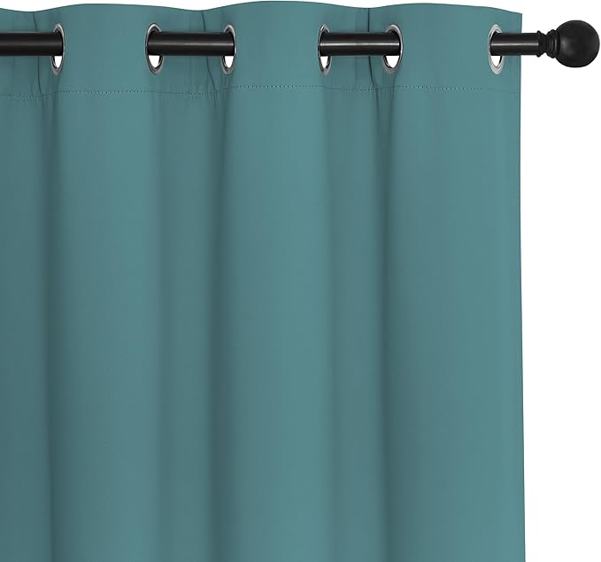 NICETOWN Blackout Room Divider Curtains for Sliding Glass Doors 102 Inches Long 1 Panel, Extra Wide Curtains for Doorway Patio Bedroom Living Room (Sea Teal, 80Wx102L, 1 Panel)