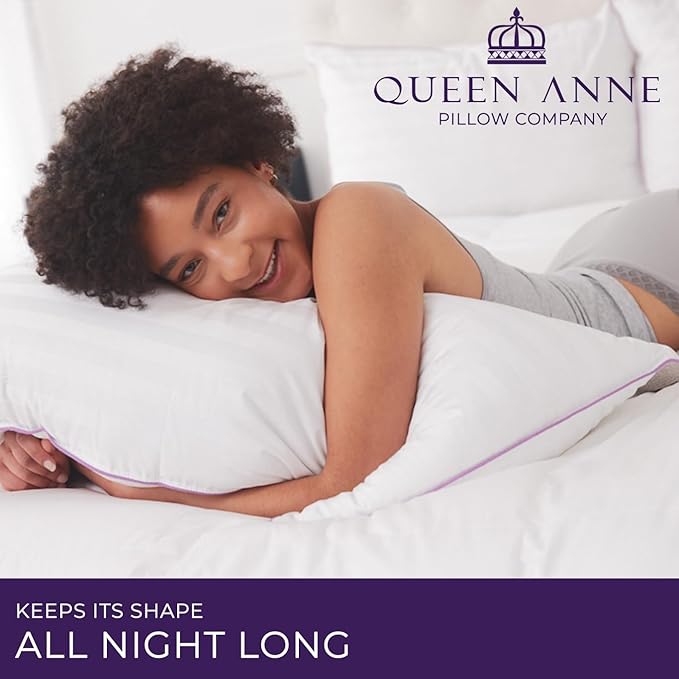 Queen Anne Hotel Collection Pillows – Luxury Down Alternative Bed Pillows (2-Pack, Queen Soft) – Ultimate Comfort, Hypoallergenic, Made in The USA
