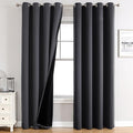 ChrisDowa 100% Blackout Curtains for Bedroom with Black Liner, 2 Thick Layers Total Blackout Thermal Insulated Grommet Window Curtains 72 Inch Length 2 Panels Set (Dark Grey, 52 x 72 Inch)