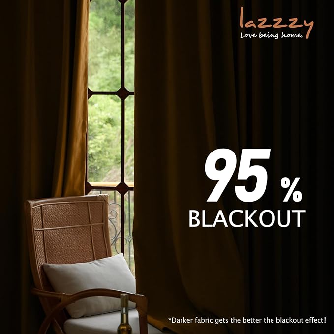 Lazzzy Gold Brown Blackout Velvet Curtains 96 Inches Long Thermal Insulated Room Darkening Curtain Drapes Luxury Back Tab Window Treatments for Bedroom Living Room 2 Panels, 52 x 96 Inch, Golden Brown