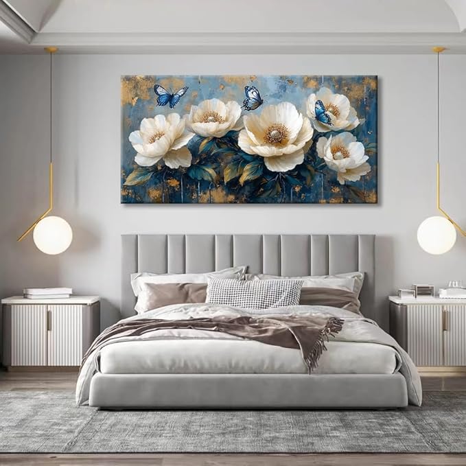 Flowers Canvas Wall Art - Modern landscape Paintings for Living Room, Bedroom Wall Decor, Framed Wall Art for Home or Office Decoration, Large Wall Art 60x120cm(24x48in)