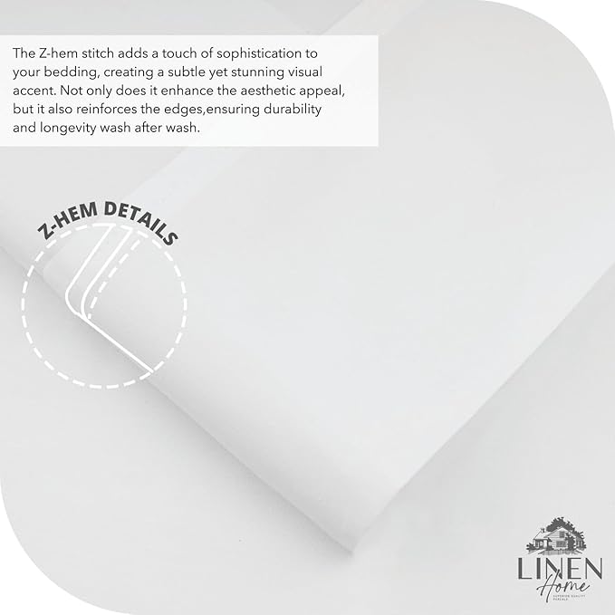 Linen Home 100% Cotton Percale Sheet Set, Full Size, White, Deep Pocket, 6 Pieces Set - 1 Flat, 1 Deep Pocket Fitted Sheet and 4 Pillowcases, Crisp Cool and Strong Bed Linen
