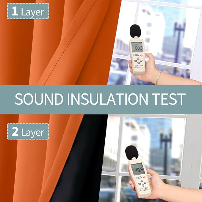 BGment Thermal Insulated 100% Blackout Curtains 72 Inch Length 2 Panels, Total Light Blocking Curtains for Bedroom, Grommet Window Drapes with Thick Black Liner, 52 Inch Wide Each Panel, Burnt Orange