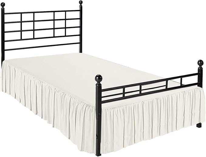 Ruffled Bed Skirt with Split Corners, Ivory, Full 12 Inch Drop Bedskirt, Hotel Quality Brushed Microfiber Wrinkle Free Dust Ruffle Bed Skirt Full Size