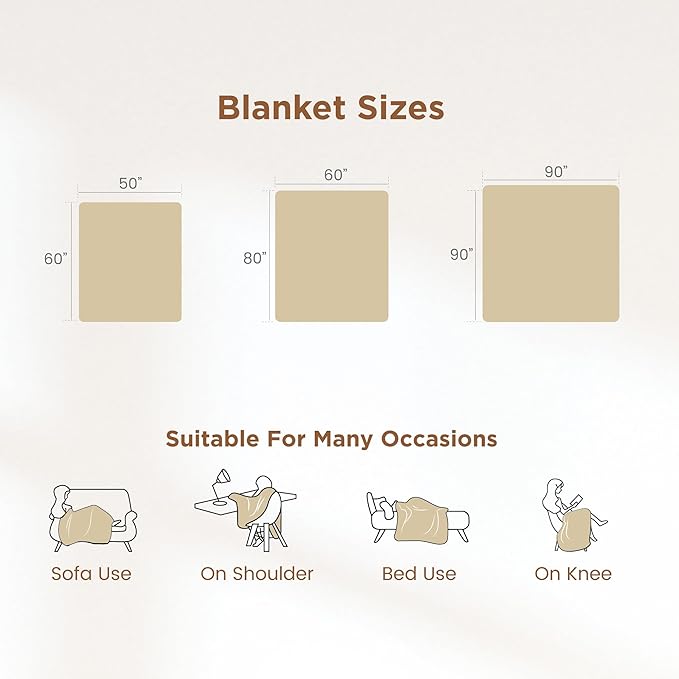 Sophia & William Throw Blanket for Couch Sofa(60x80 Inches) - Faux Fur Throw Soft Cozy, Gifts for Women, Cream