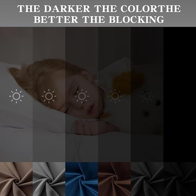 Blackout Curtains 84 Inch Length 2 Panels Set, Black Out Curtains for Bedroom 84 Inch Long, Rod Pocket Energy Saving Room Darkening Drapes for Living Room Window Light Grey(W52 x L84)