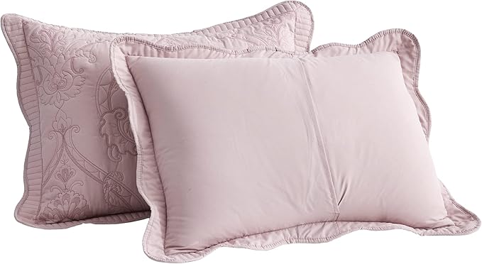 CHIXIN Microfiber King Pillow Shams Set of 2 - Quilted Decorative Pillow Covers - Pale Rose - Size (20" x 36")