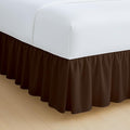 Rajlinen Ruffled Bed Skirt California King, 10 Inch Drop Dust Ruffle with Split Corners, 100% Microfiber Bedskirt with Platform, Three-Sided Coverage Ruffled Gathering Design, Chocolate