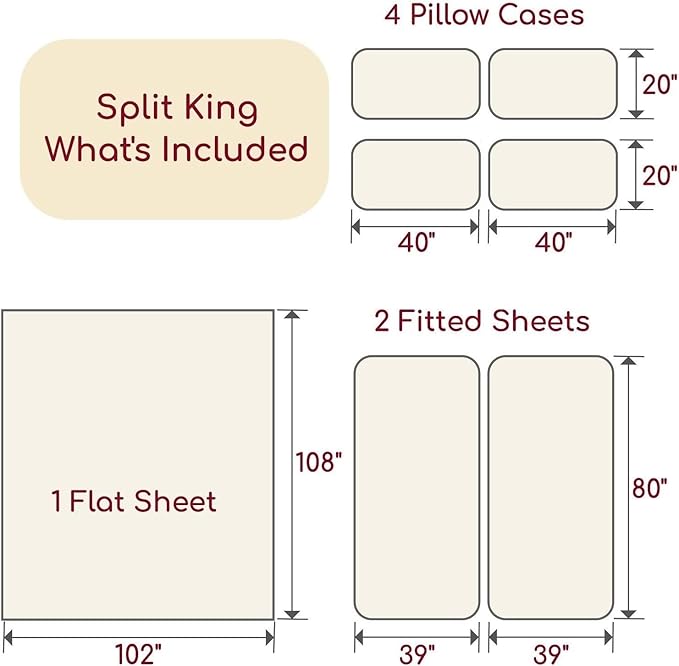 Mellanni Split King Sheet Set - 7-Piece Iconic Collection Bedding, (Including 4 Pillowcases), 16-Inch Deep Pocket, Easy Care, Extra Soft, Cooling Sheets, Brushed Microfiber - Blush Pink