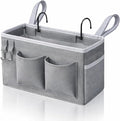 1pcs Bedside Caddy Hanging Storage Bag, Organizer Baskets with Pockets for Bunk Bed Accessories, Loft & Dorm Rooms Chair Bed Rails (Grey-1pcs)