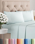 Queen Size 4 Piece Sheet Set - Comfy Breathable & Cooling Bed Sheets Set - Hotel Luxury Bedding for Women, Men, Kids, Teens, Boys & Girls - Deep Pockets, Ultra-Soft, Wrinkle Free - Oeko-Tex - Ice Blue