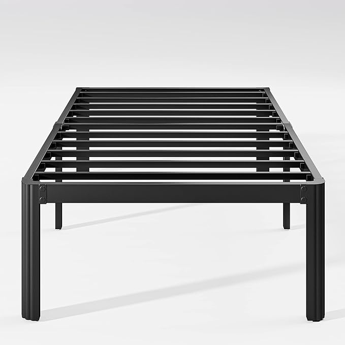 Hunlostten 18in Twin XL Heavy Duty Bed Frame No Box Spring Needed, Tall Metal Twin XL Platform Bed Frame with Round Corners, Easy Assembly, Noise Free, Black
