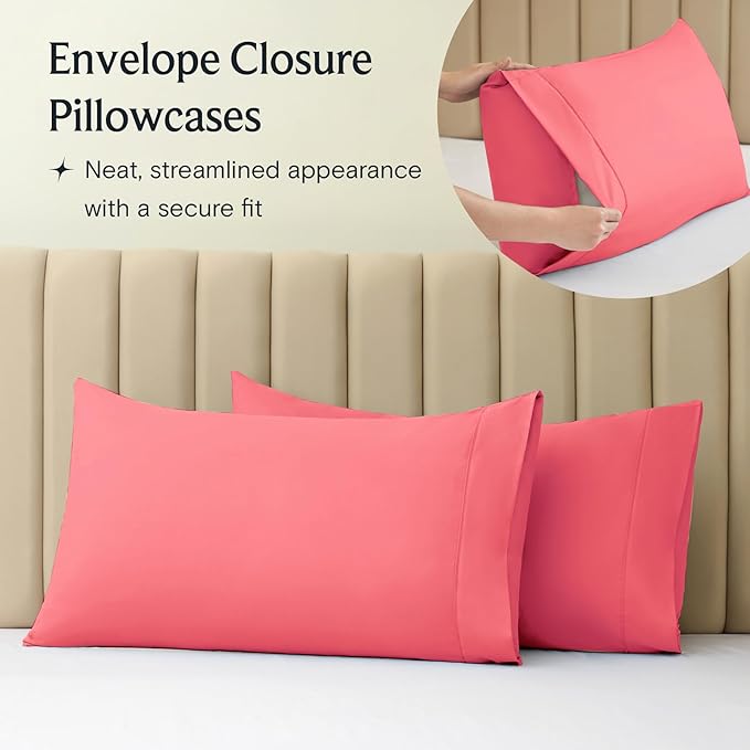 LuxClub 3 PC Twin Sheet Set, Deep Pockets Wrinkle Free Cooling Bed Sheets Hotel Bedding for Women, Men, Kids & Teens, Includes 1 Fitted Sheet, 1 Flat Sheet and 1 Pillowcase-Silky Soft Vermilion