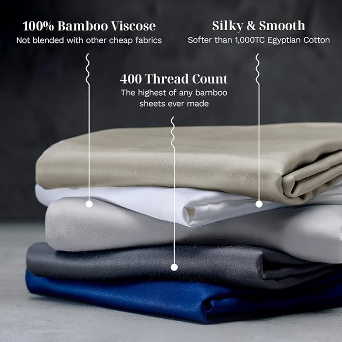 LUXOME 100% Rayon (Viscose) from Bamboo Pillowcase Set (King) | 400 Thread Count | Moisture-Wicking | Envelope Closure | Stone