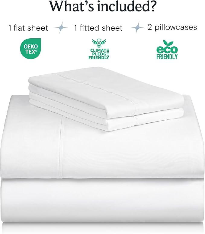 LuxClub 4 PC California King Sheet Set, Deep Pockets Wrinkle Free Cooling Bed Sheets Hotel Bedding for Women, Men, Includes 1 Fitted Sheet, 1 Flat Sheet and 2 Pillowcases-White