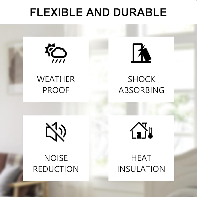 Weather Stripping Door Seal Strip, Strong Adhesive, Weatherproof, Reduce Noise, Gap Filler, Foam Insulation Tape for Doors and Windows (1/2 in x 1/8 in x 16 Ft), White