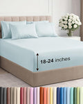 Extra Deep Cal King Sheet Set - 6 Piece Breathable and Cooling Sheets - Hotel Luxury Bed Sheets Set - Easy Fit - Soft, Wrinkle Free and Comfy Sheets Set - Ice Blue Sheet Set with Extra Deep Pockets