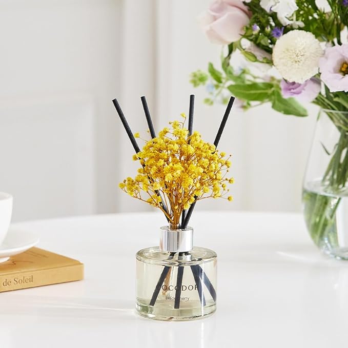 COCODOR Preserved Flower Reed Diffuser/White Jasmine/6.7oz/2Pack / Home Fragrance Scent Essential Oil Stick Diffuser for Bedroom Bathroom Home Decor