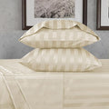 URBANHUT 800 Thread Count 100% Cotton Damask Full Size Sheets, 4 Piece Striped Full Size Bedsheets, Luxury Hotel Sheets Sateen Weave - Better Than Egyptian, 16" Elasticized Deep Pocket- Ivory