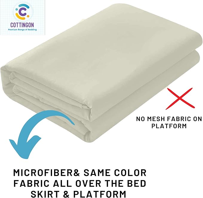 Ruffled Bed Skirt with Split Corners-Dust Ruffle - 21" Drop 100% Microfiber Soft,Sheen & Luxurious Look - Bed Skirts (Ivory -Twin)