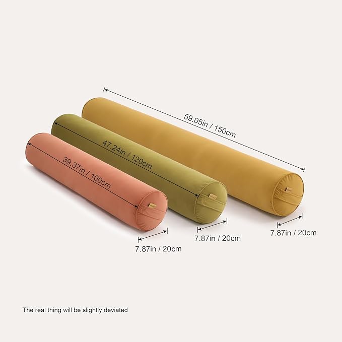 Bolster Pillow for Bed – Long Round Body Pillow for Adults, Cuddle Pillow for Sleeping, Full-Length Support,39.37 x 7.87 Inches,Honey Yellow